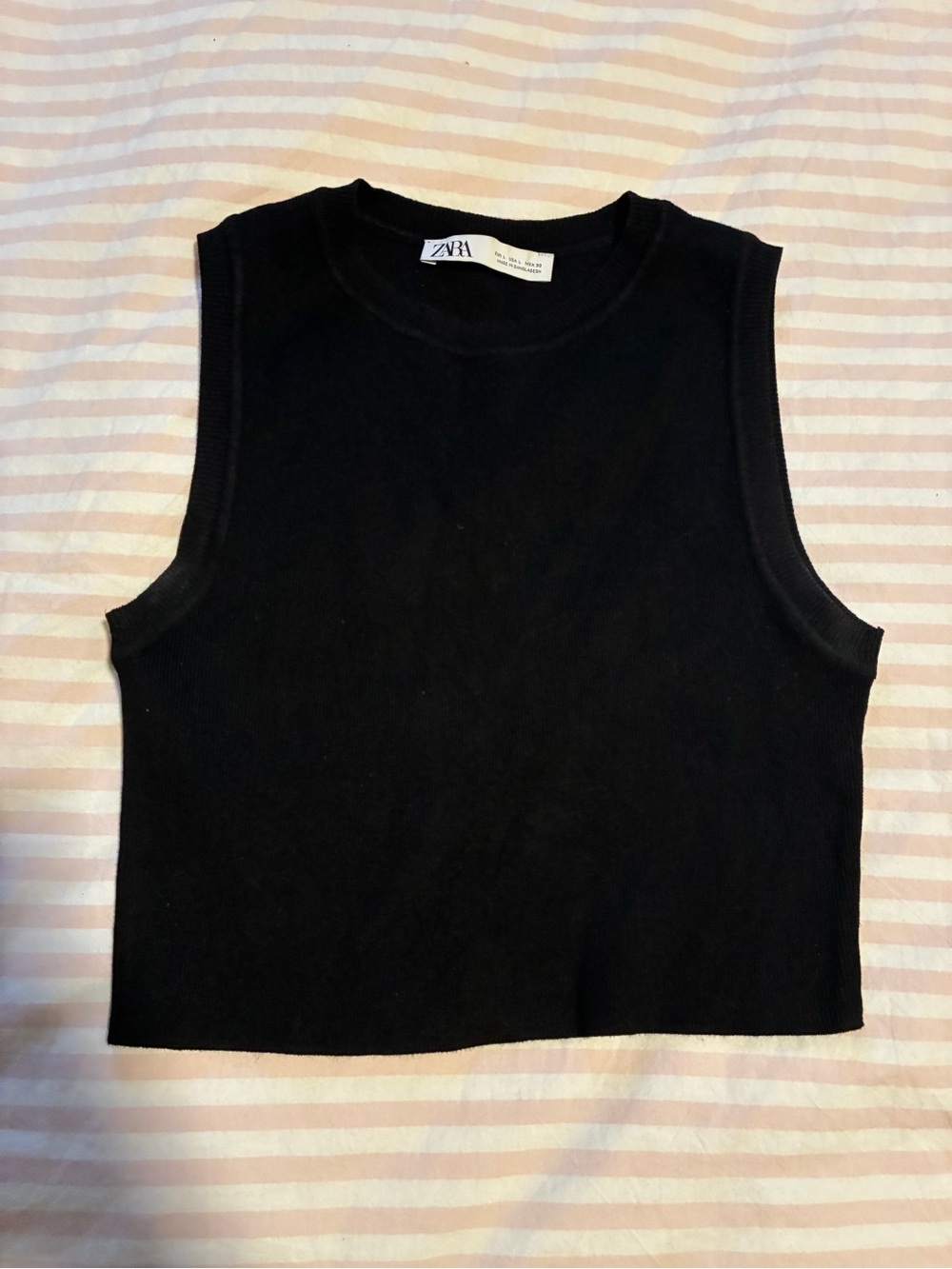ZARA Black Ribbed Sleeveless Crop Top